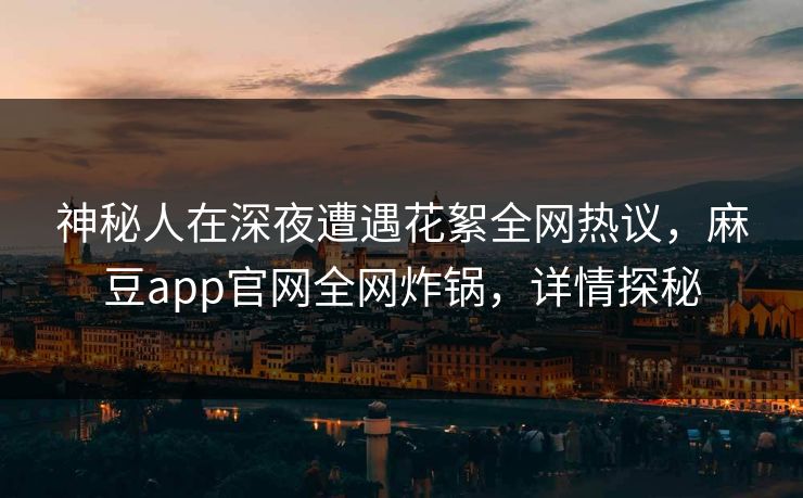 神秘人在深夜遭遇花絮全网热议，麻豆app官网全网炸锅，详情探秘