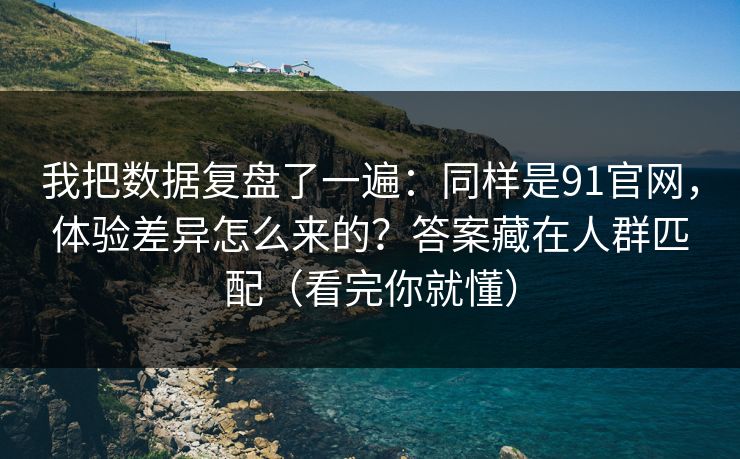 我把数据复盘了一遍：同样是91官网，体验差异怎么来的？答案藏在人群匹配（看完你就懂）