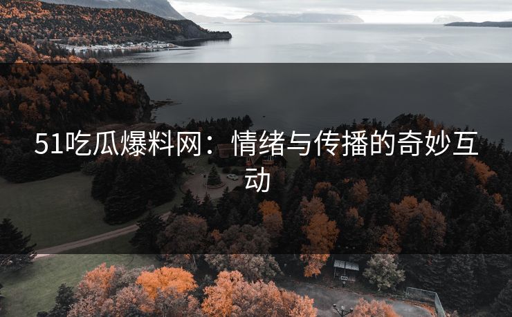 51吃瓜爆料网：情绪与传播的奇妙互动